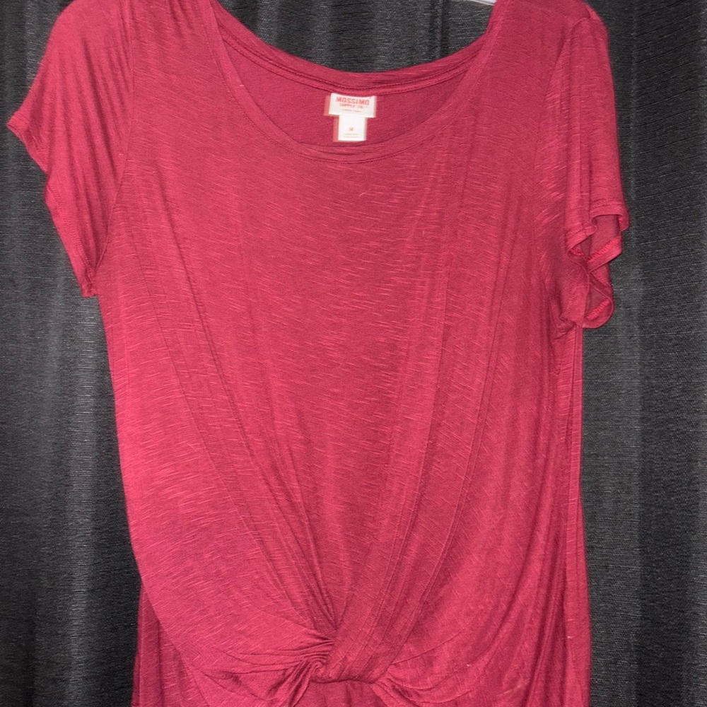 Mossimo Supply Co. Berry Short Sleeve Knot Top